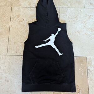JORDAN Black Sleeveless Hoodie with Jumpman